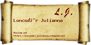 Loncsár Julianna névjegykártya